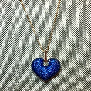 Blue Zircon Lovely Heart Shape Pendant Necklace